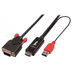 Lindy 41455 cavo e adattatore video 1 m HDMI USB VGA D Sub Nero LI 41455