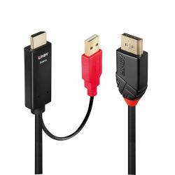 Lindy 41426 cavo e adattatore video 2 m HDMI USB DisplayPort Nero, Rosso