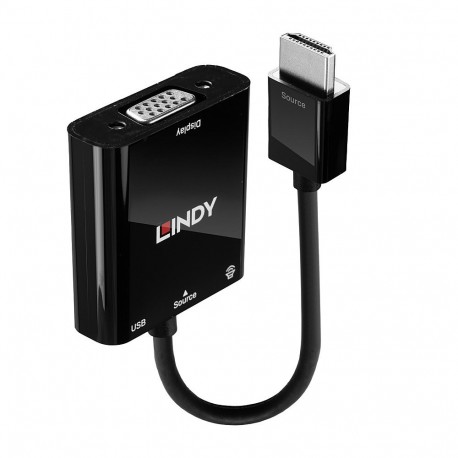 Lindy 38285 cavo e adattatore video 0,1 m HDMI tipo A Standard VGA D Sub Nero