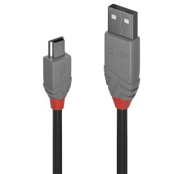 Lindy 36722 cavo USB 1 m USB 2.0 USB A Mini USB B Nero, Grigio 36722 LND