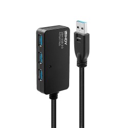 Lindy 43159 hub di interfaccia USB 3.2 Gen 1 3.1 Gen 1 Type A 5000 Mbits Nero