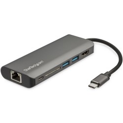 StarTech.com Adattatore USB C multiporta USB C a 4K HDMI, 3x USB 3.0 Hub, SDSDHC, GbE, 60W PD Mini dock portatile ...