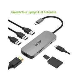 Acer HP.DSCAB.008 replicatore di porte e docking station per notebook Cablato USB 3.2 Gen 2 3.1 Gen 2 Type C Argento