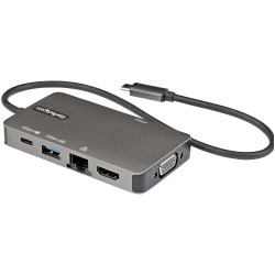 StarTech.com Adattatore multiporta USB C a HDMI 4K 30 Hz o VGA 1080p Convertitore USB C con HUB USB a 3 porte e 100W Power...