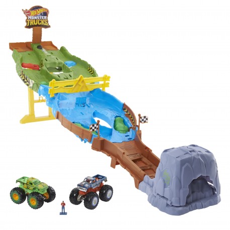 Hot Wheels Monster Trucks Torneo dei Titani Playset con Monster Truck Bigfoot e Gunkster per sfide testa a testa giocattolo...