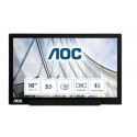 AOC 01 Series I1601FWUX Monitor PC 39,6 cm 15.6 1920 x 1080 Pixel Full HD LED Argento, Nero