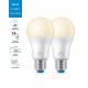 Philips Lampadina Smart Dimmerabile Luce Bianca Calda AttaccoE27 60W Goccia 2Pezzi 929002450232