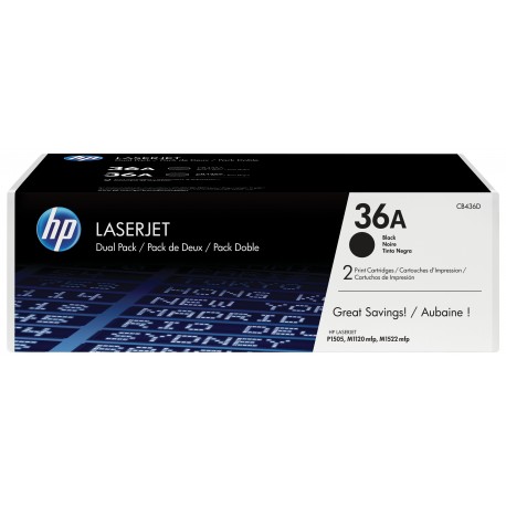 HP Confezione da 2 cartucce originali di Toner nero LaserJet 36A CB436AD