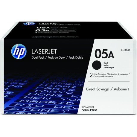 HP Confezione doppia di cartucce toner originali nero 05A LaserJet CE505D