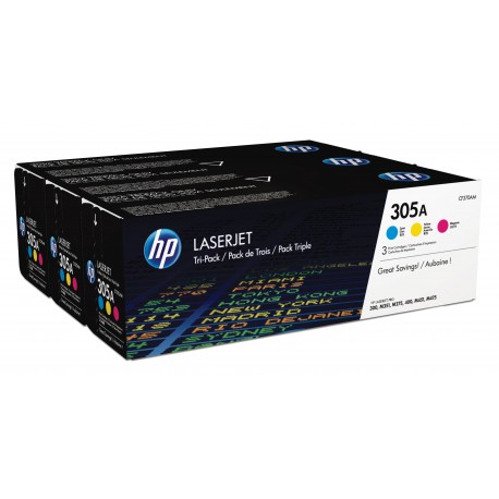 HP Confezione da 3 cartucce originali di toner cianomagentagiallo LaserJet 305A CF370AM