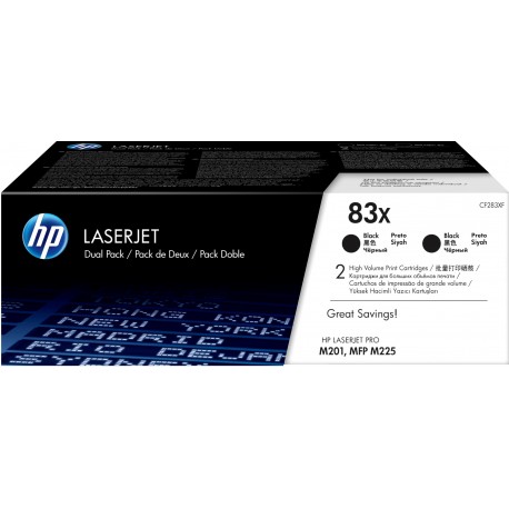 HP Confezione da 2 cartucce toner nero originale ad alta capacit LaserJet 83X CF283XD