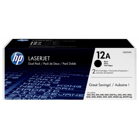 HP Confezione da 2 cartucce originali di Toner nero LaserJet 12A Q2612AD