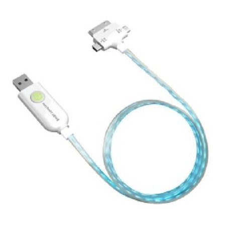 Kentron Cavo luminoso e ricarica con Mini USB, Micro USB e 30 pin 1 Mt per iPod, iPhone, iPad KELIGHTRIO